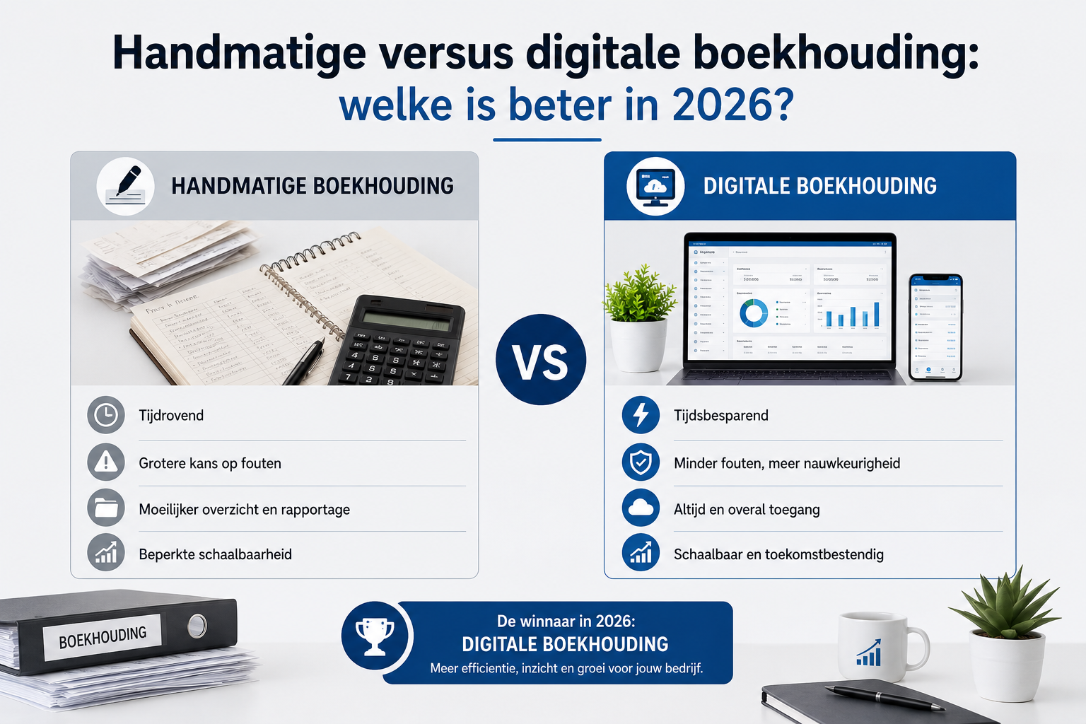 Handmatige versus digitale boekhouding welke is beter in 2026