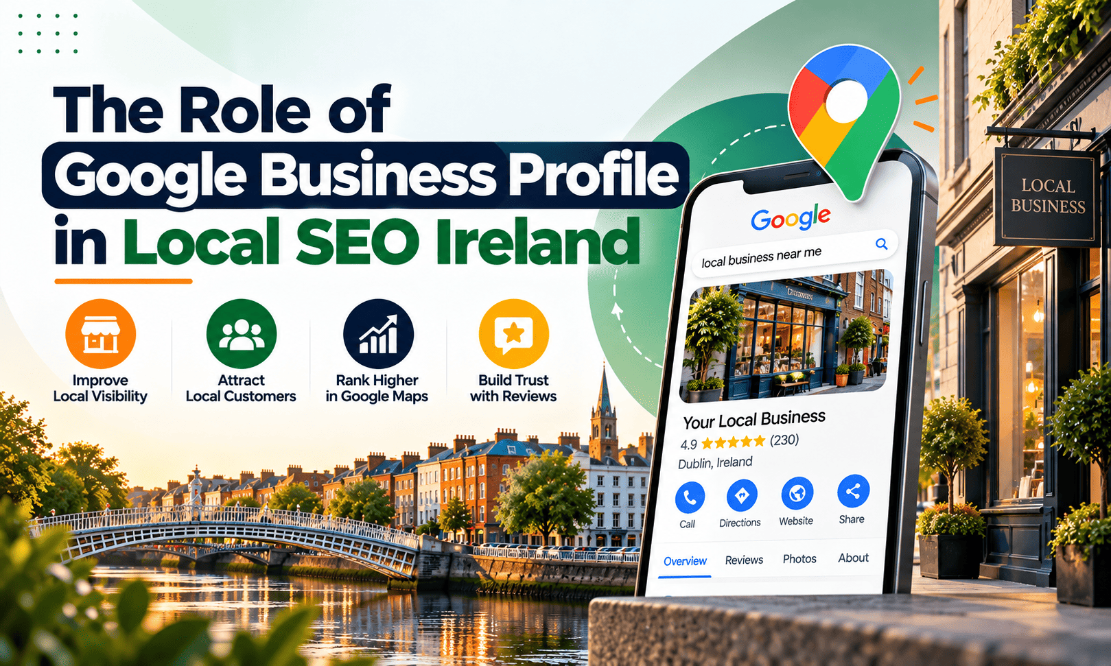 Google Business Profile helping an Irish small business improve local SEO and Google Maps visibility